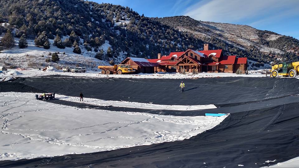 lake liner surrounded by snow