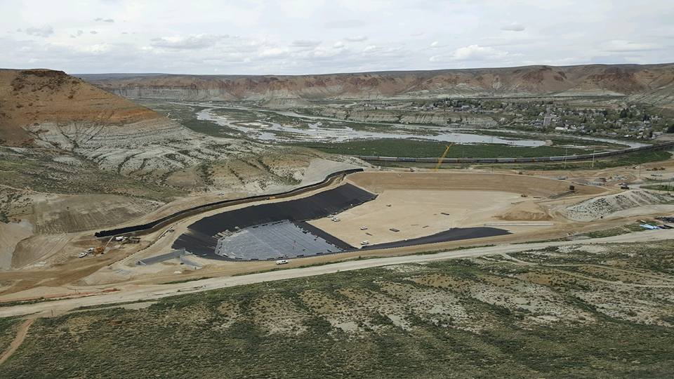 process of liner being installed from a distance