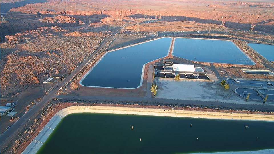 Aerial view of Holding pond large area of water