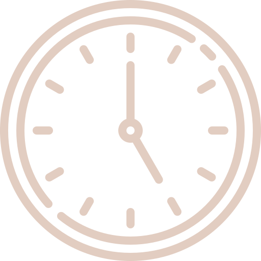 A clock icon on a white background that shows the time as 5:00.