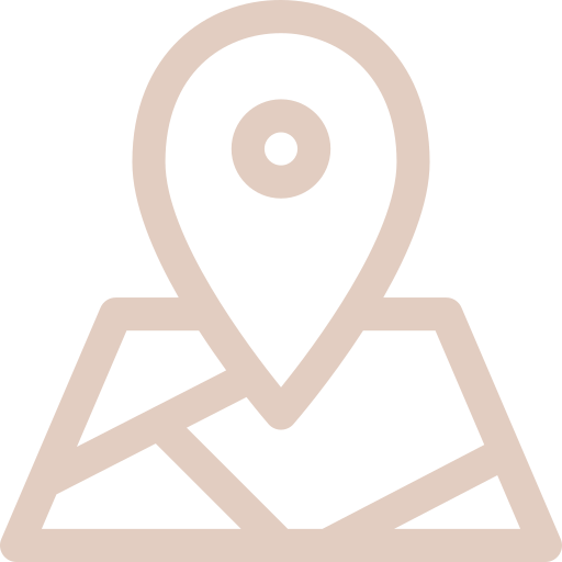 An icon of a map with a pin on it.