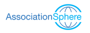 A logo for associationsphere with a globe in the middle