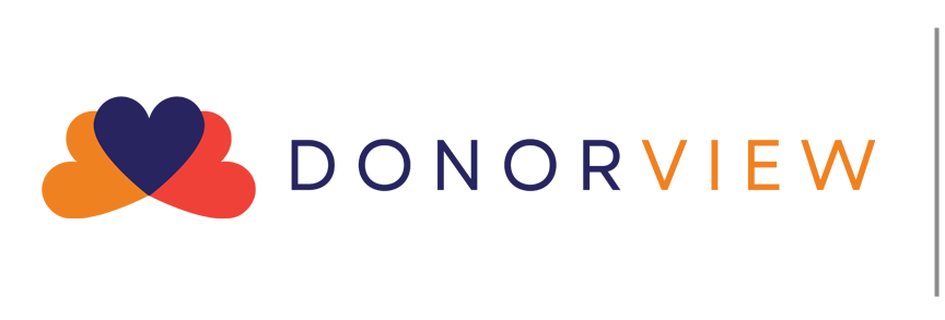 A logo for donorview with a heart in the middle