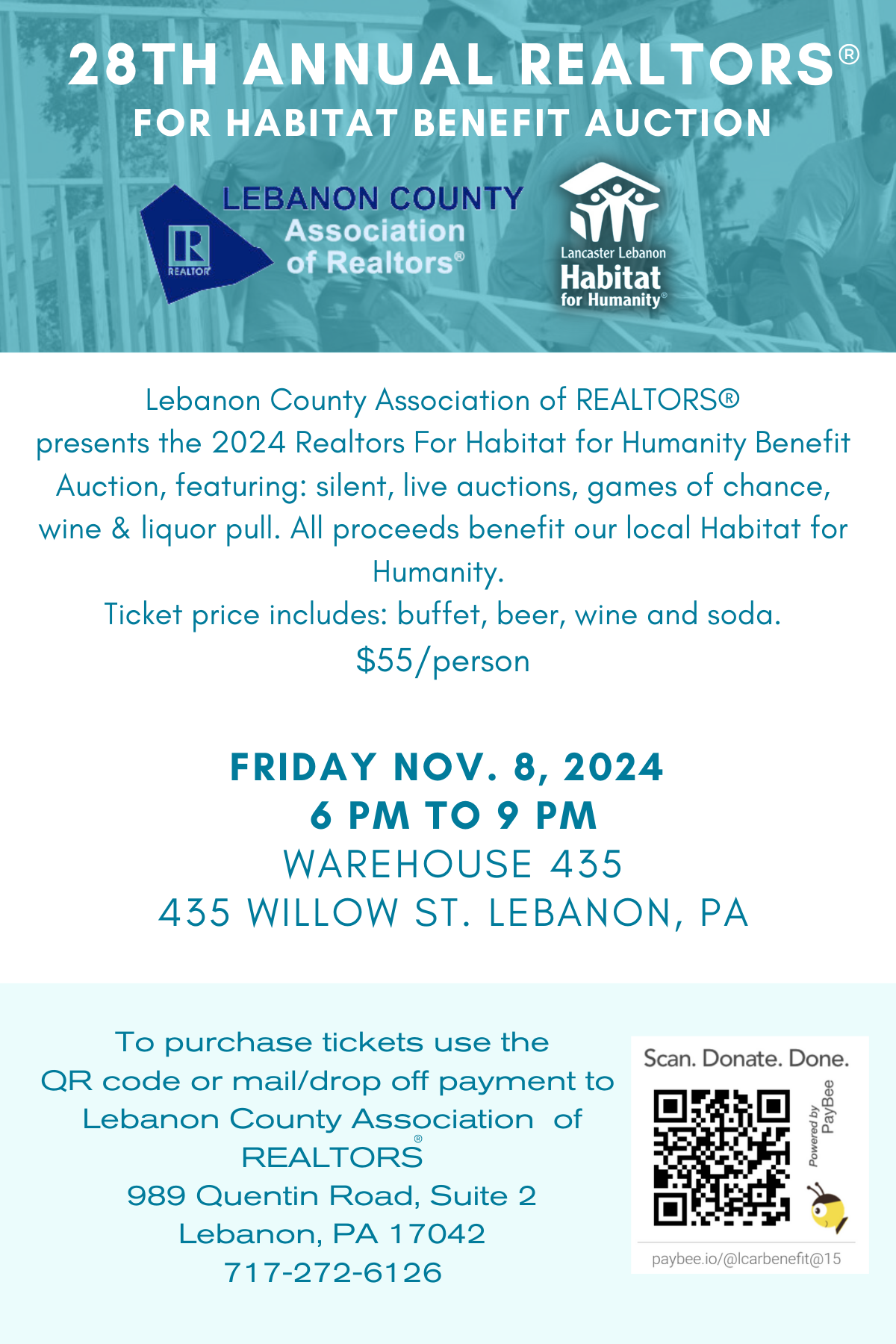 A poster for the 28th annual realtors for habitat benefit auction