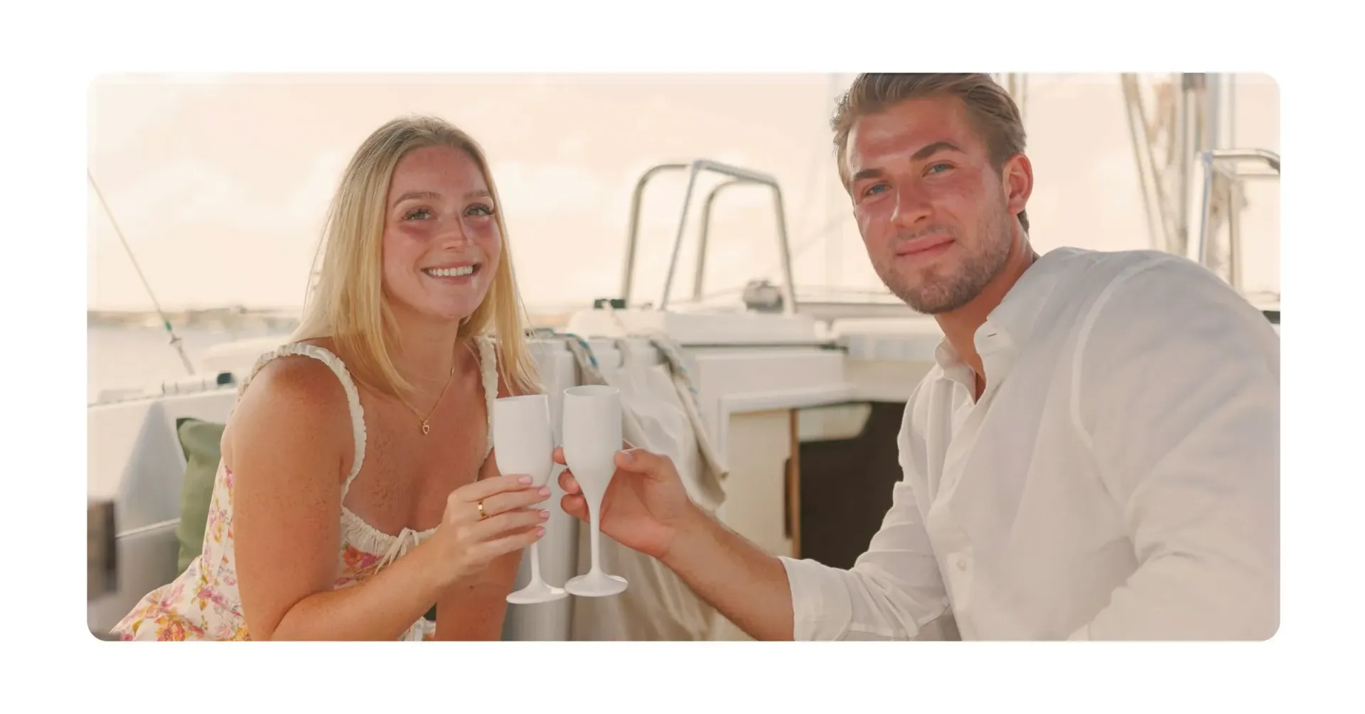 Couple enjoying their Curacao Honeymoon on board sailing yacht Galaxie