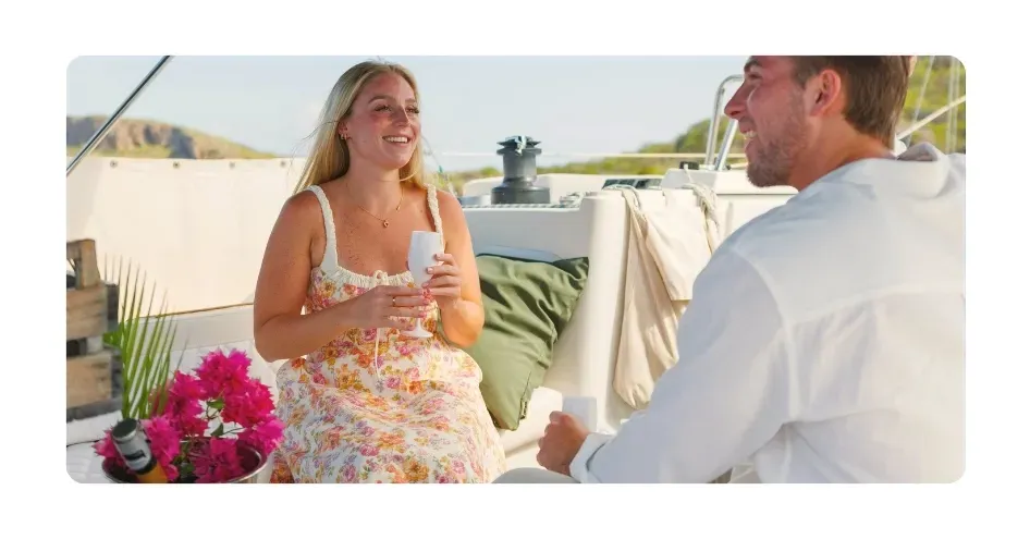 Couple enjoying the best private boat trip