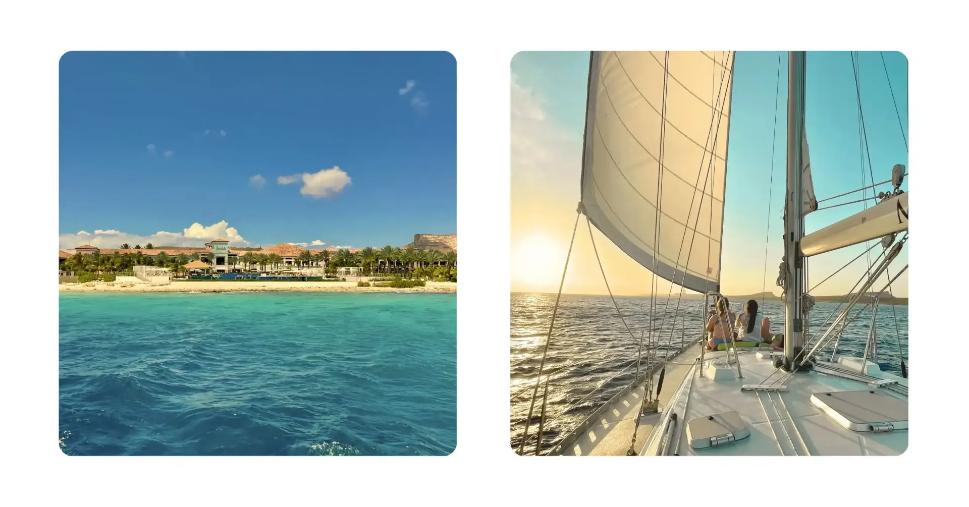 couple enjoying sunset cruise curacao on sailing yacht galaxie