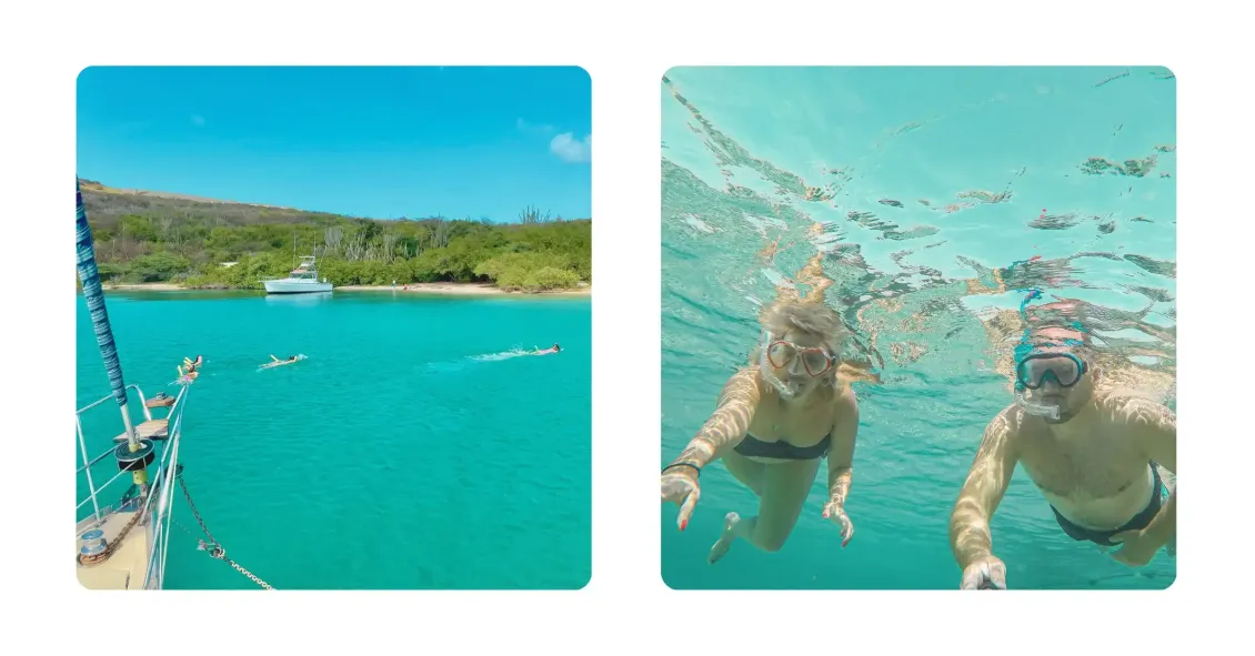 sailboat galaxie anchored in Fuik Bay for the best snorkeling
