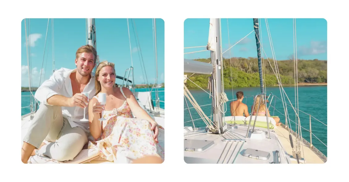 Couple enjoying the best private boat trip