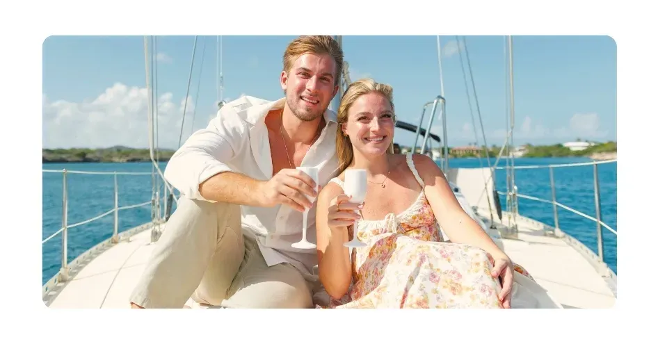 Galaxie at sunset cruise on Caribbean Sea
