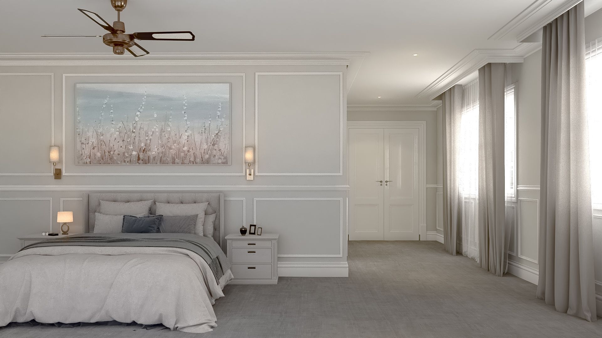 Elegant Gray Bedroom — Construction Services in Southport, QLD