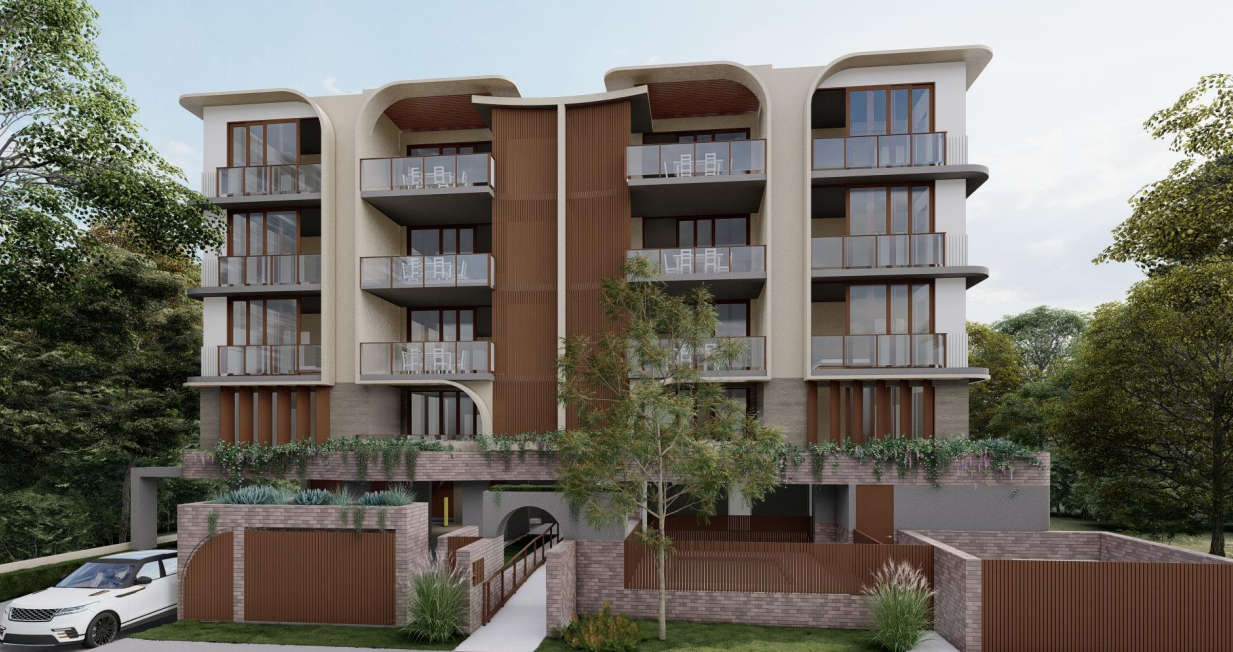 Modern Mid-Rise Apartment Building With Balconies — Construction Services in Southport, QLD