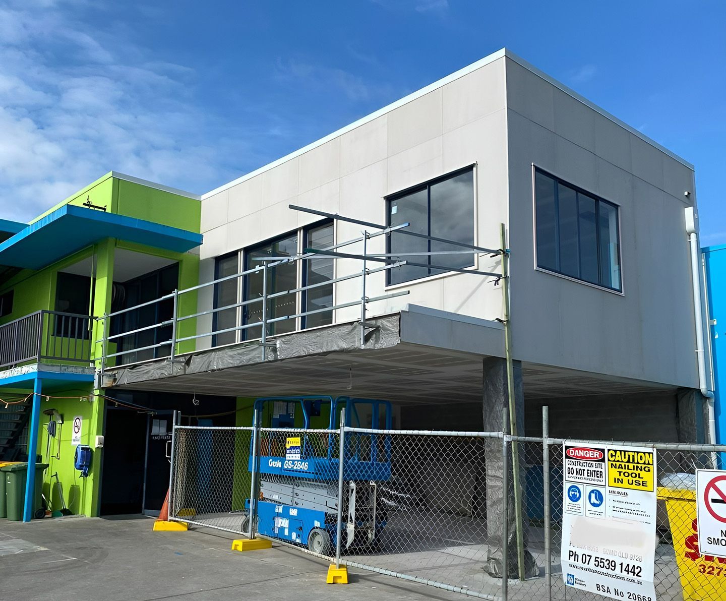 Building Upgrade With Scaffolding Safety Fencing