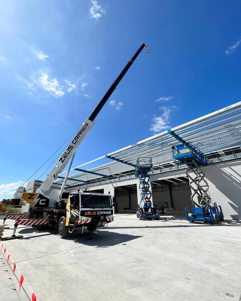 Crane Truck in A Construction Site