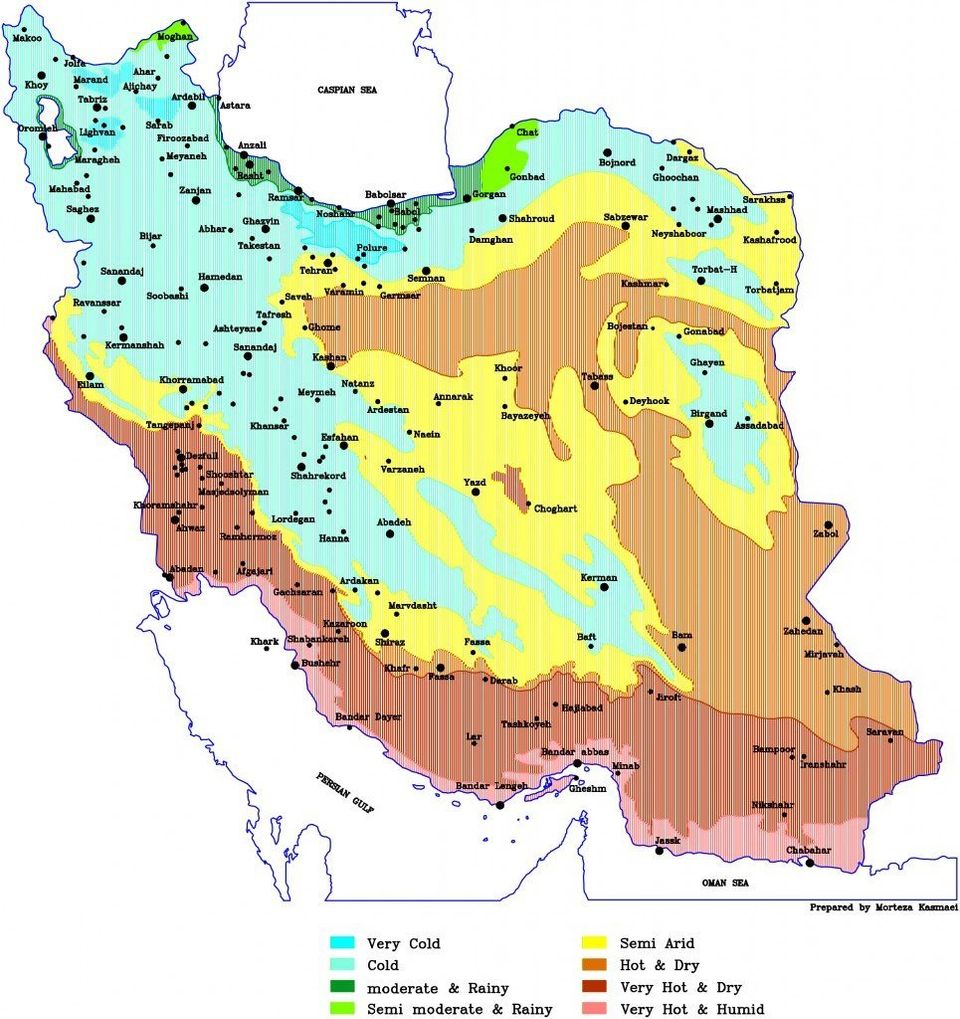 климатическая карта Ирана