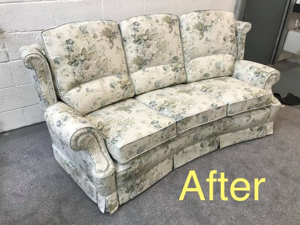 Sofa with a light coloured floral pattern