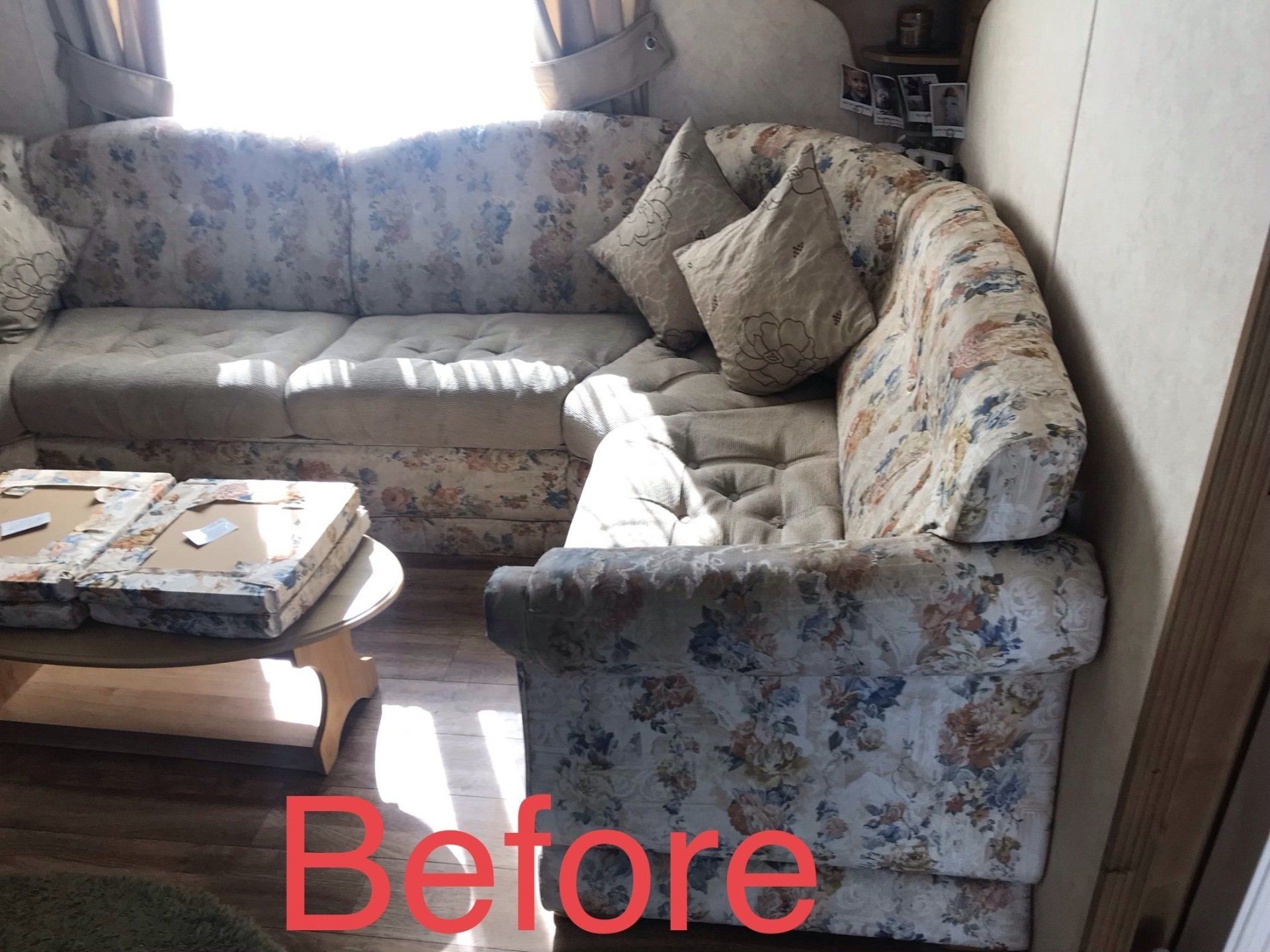 Before picture of floral corner set