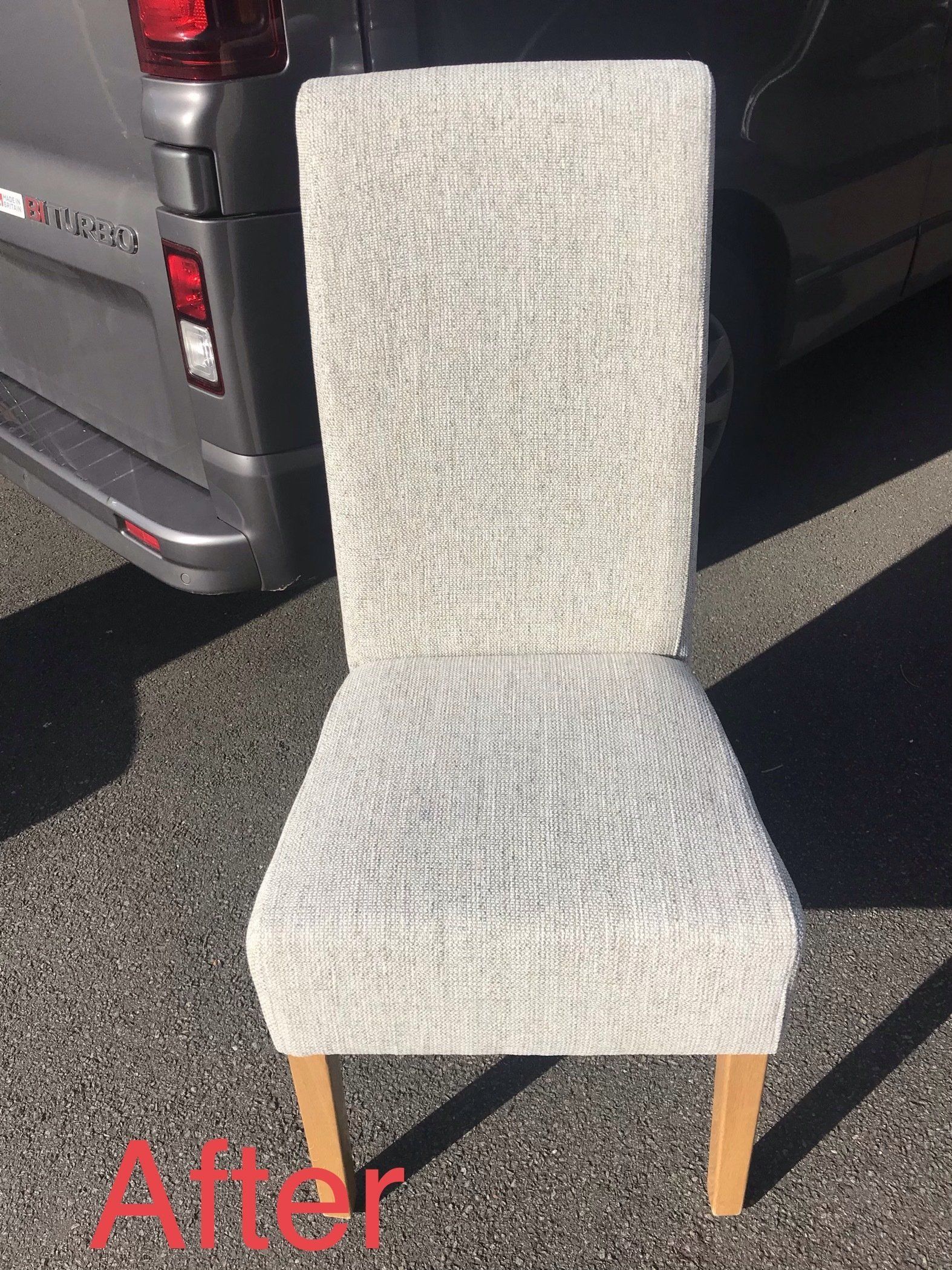 A white chair outside