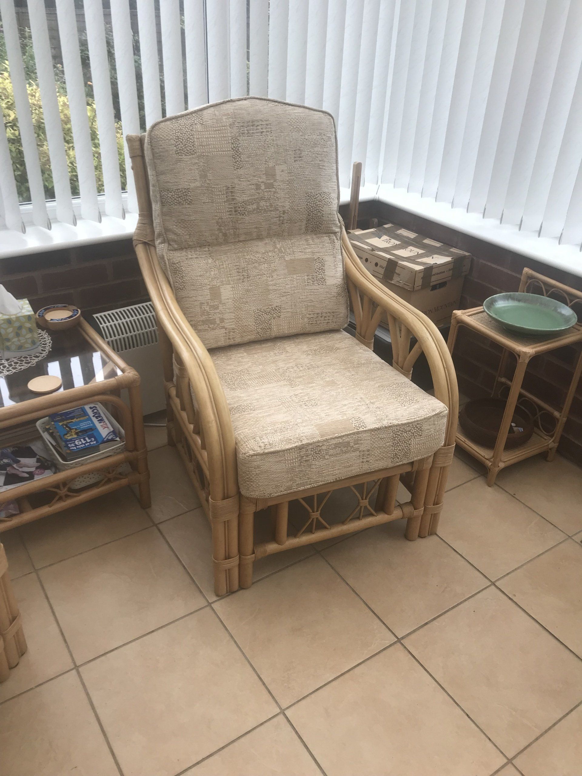 Grey wicker chair