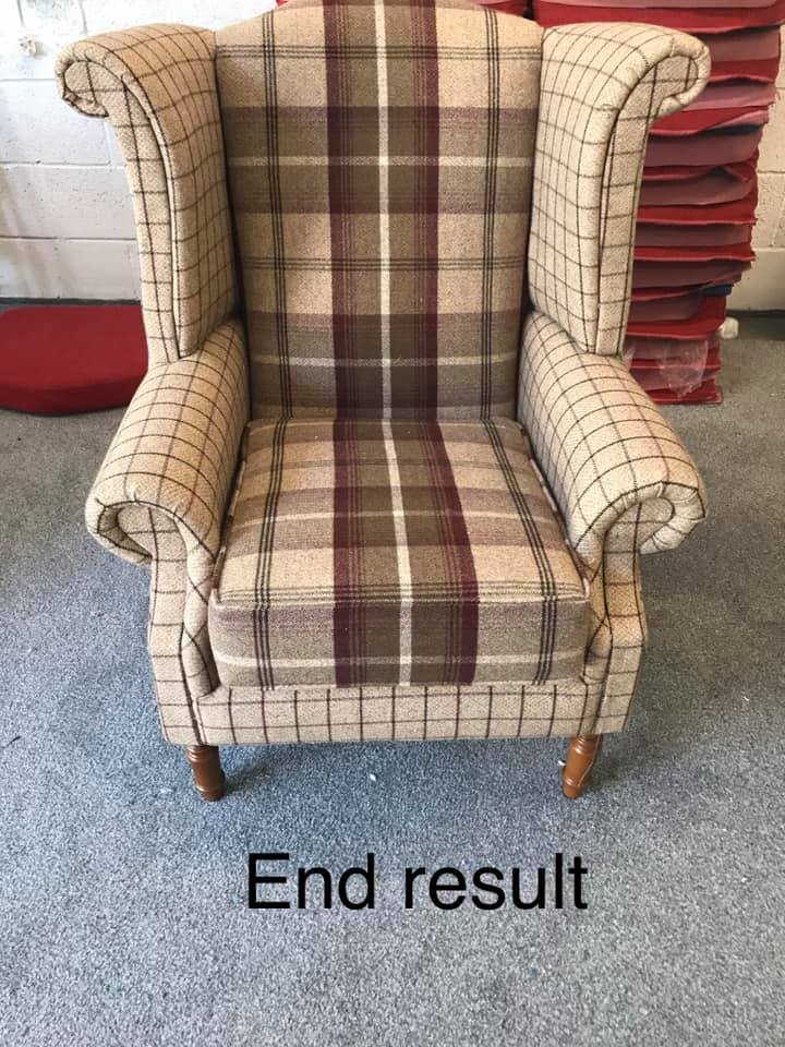 Check patterned armchair