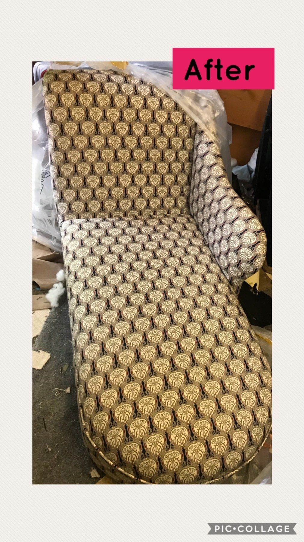 Cream and black patterned chaise lounge