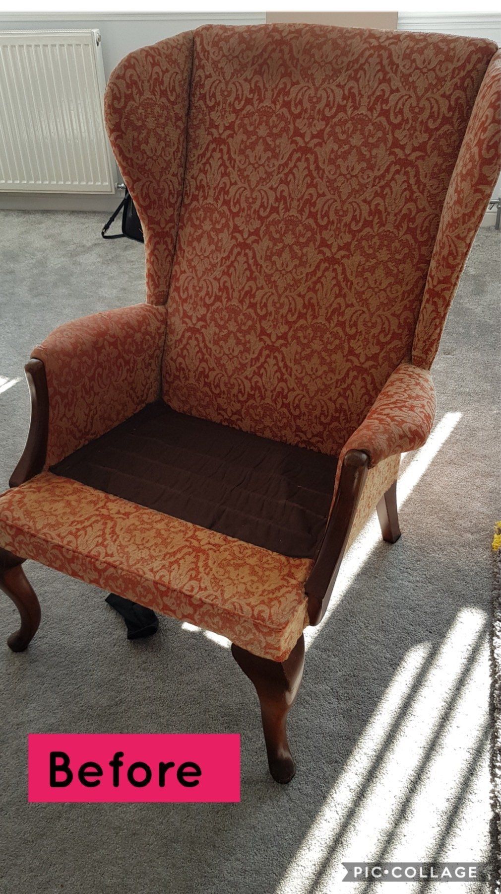 Brown patterned armchair