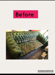 Old and tired looking green sofa