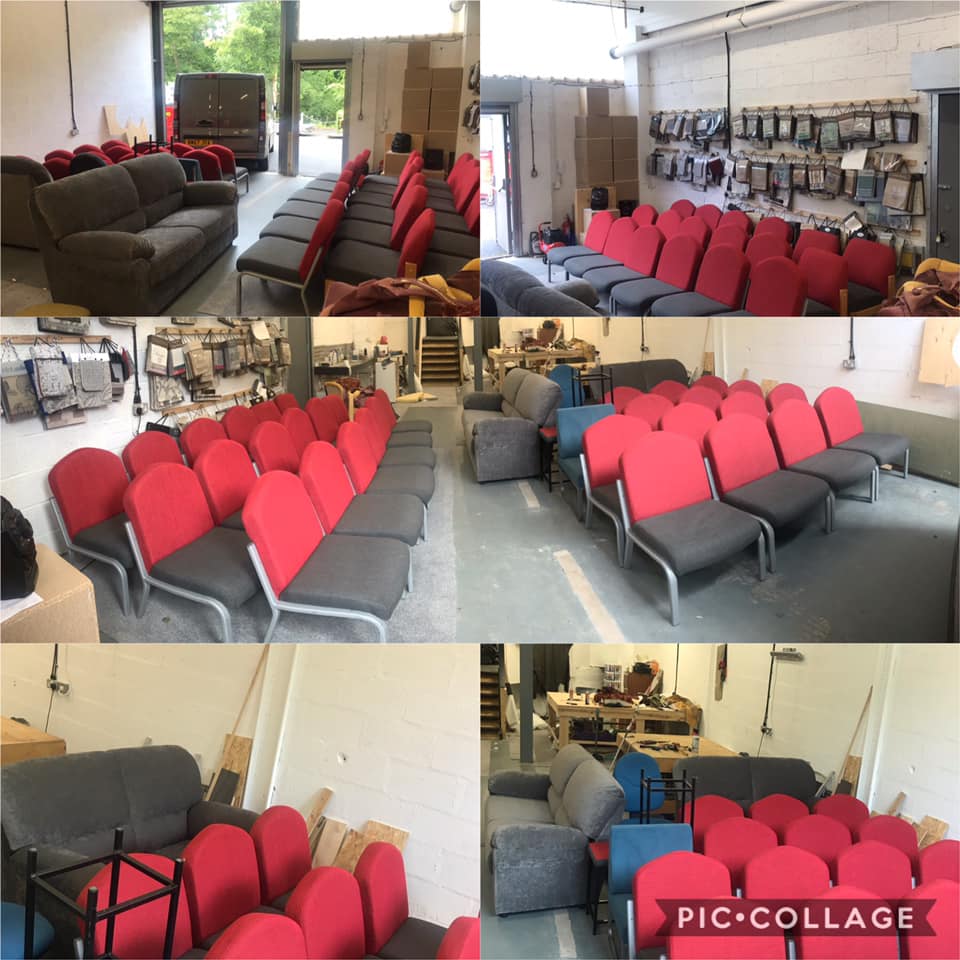 Black and red seating in a waiting room