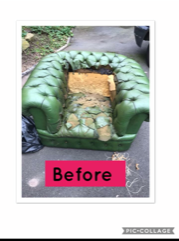 Old fashioned and damaged green chair