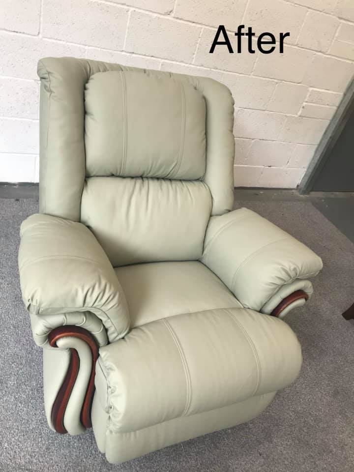 Grey armchair with matching footstool