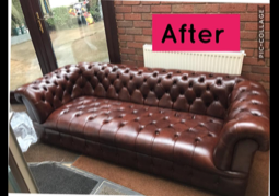 Traditional looking brown leather sofa