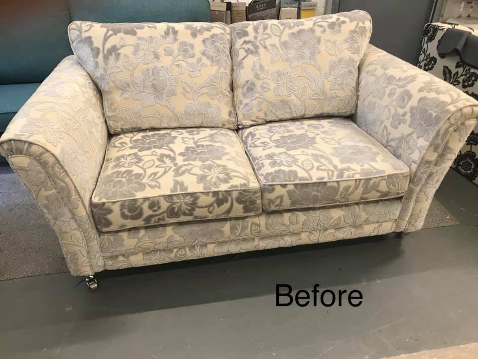 Small sofa with shiny floral pattern
