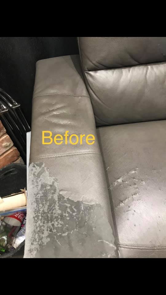 Close up of a damaged sofa arm