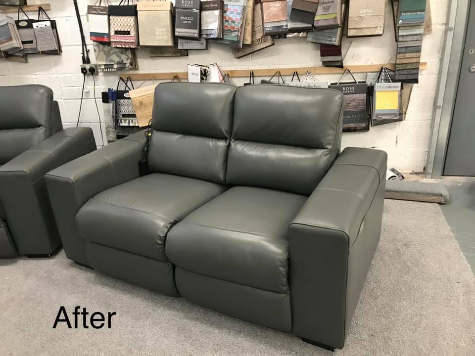 The front of a leather sofa