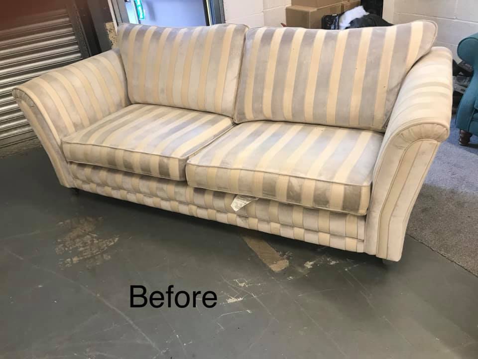 Light coloured striped sofa