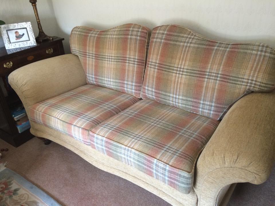 Sofa with a bright check pattern