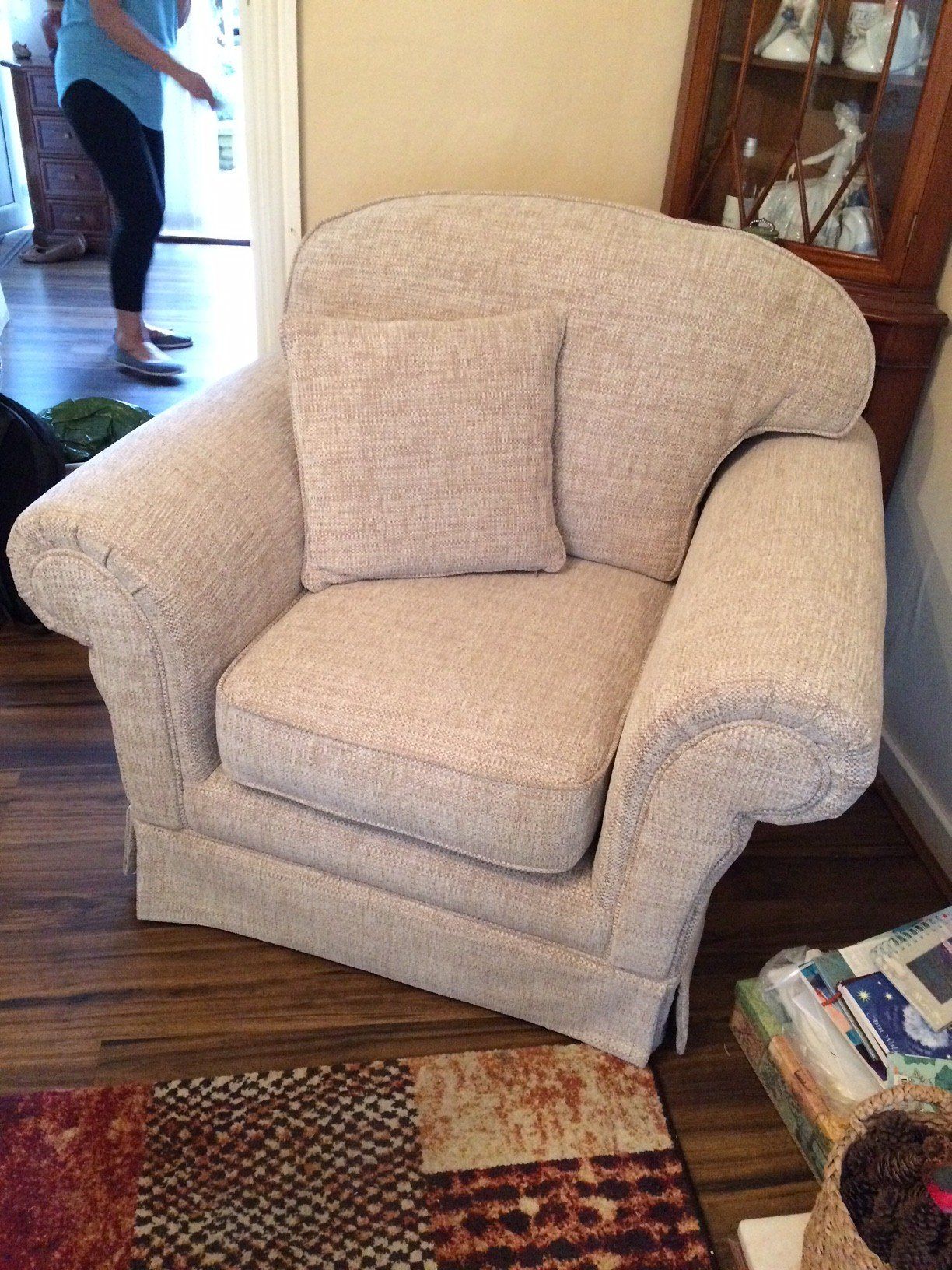 Cream coloured armchair in a room