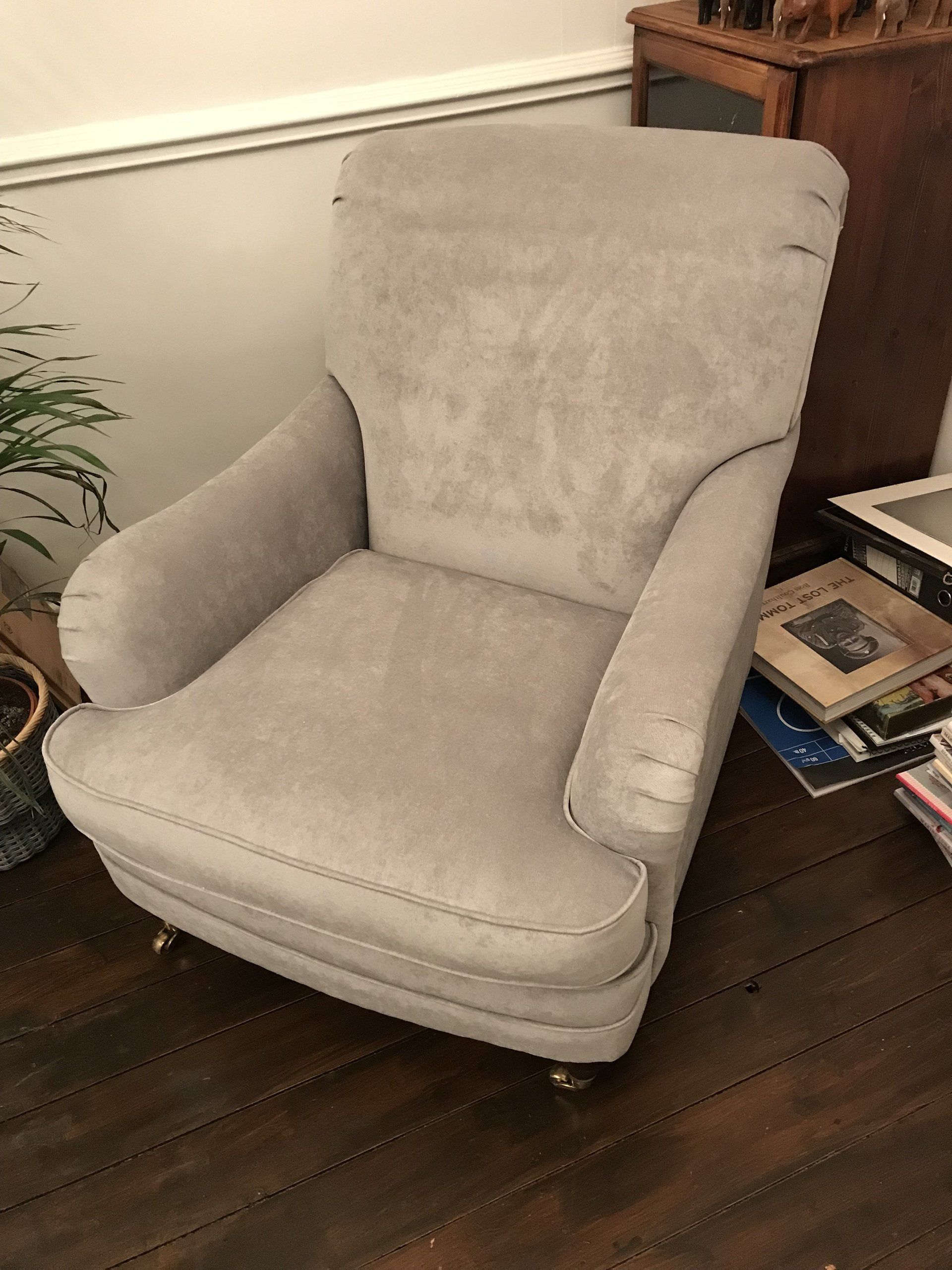 Grey armchair in a living room