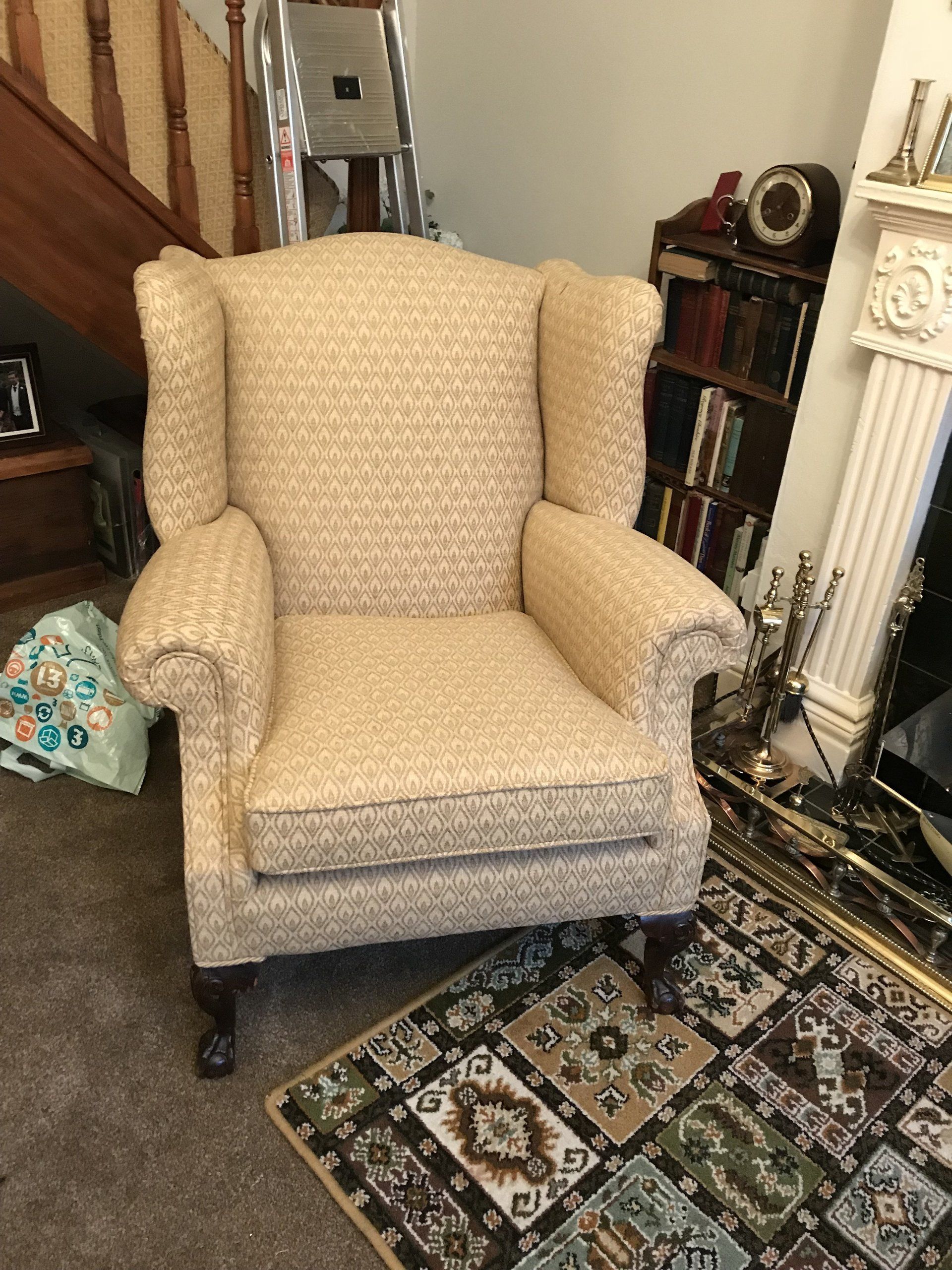 Cream armchair in a living room
