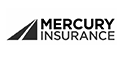 the logo for mercury insurance is black and white .