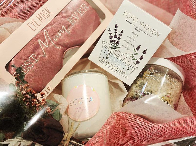 A Gift Box with A Candle, Eye Mask, and Bath Salts — Ivy Lane Flowers & Gifts in Birtinya, QLD