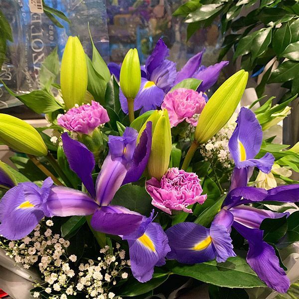 A Bouquet of Purple and Pink Flowers with Green Leaves — Ivy Lane Flowers & Gifts in Sunshine Coast, QLD
