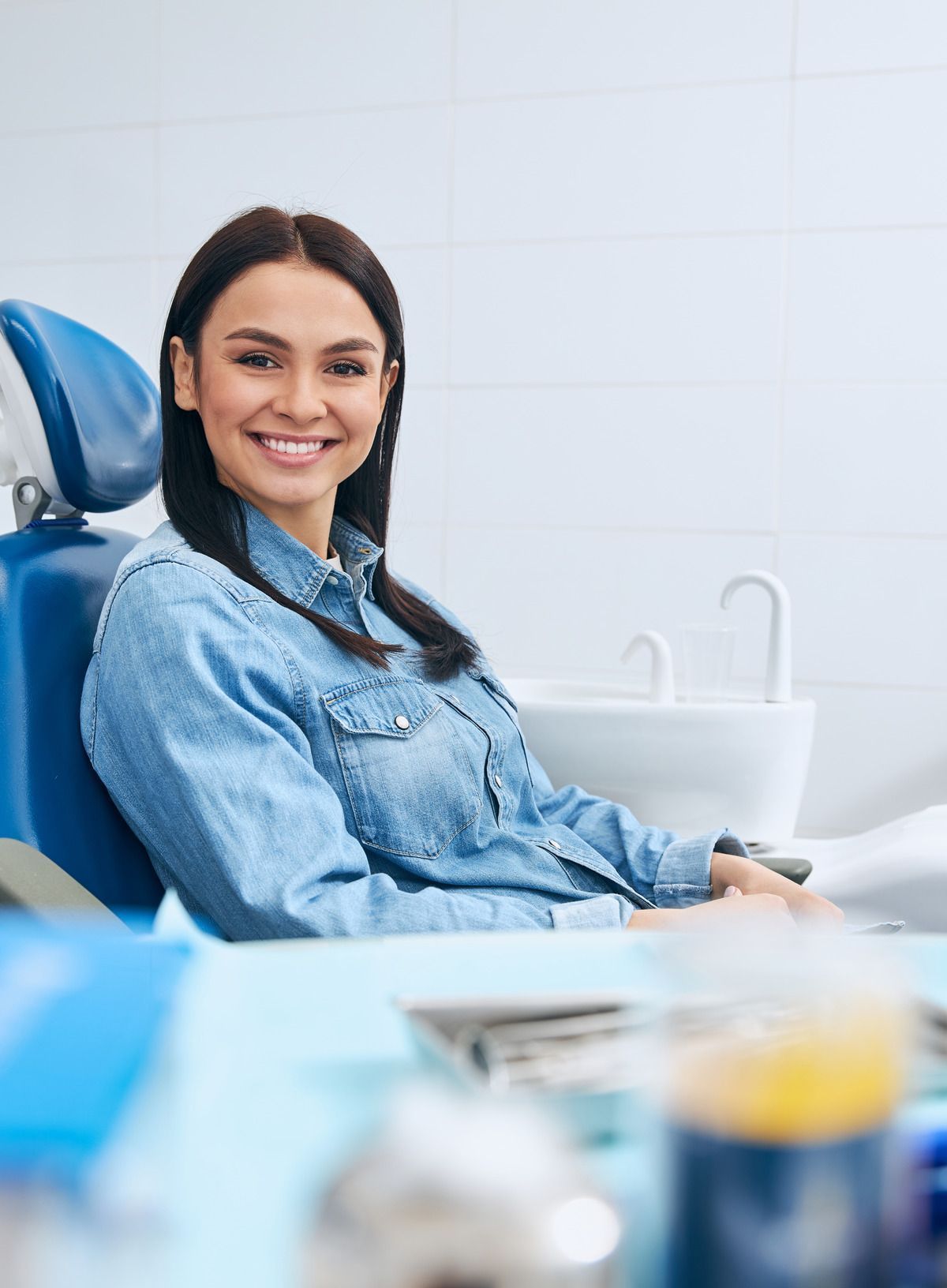 man smiling in dentist chair | general dentist for cleanings, fillings, and even fixing sleep apnea | somerset NJ