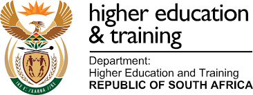 Logo of the South African Department of Higher Education and Training, featuring the national emblem.