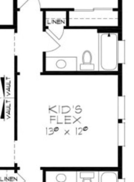 A black and white floor plan of a kid 's flex room