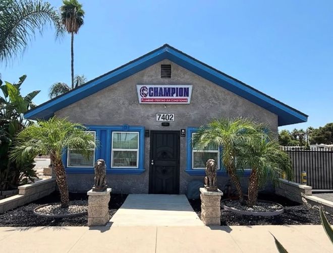 A house with a sign that says champion on it