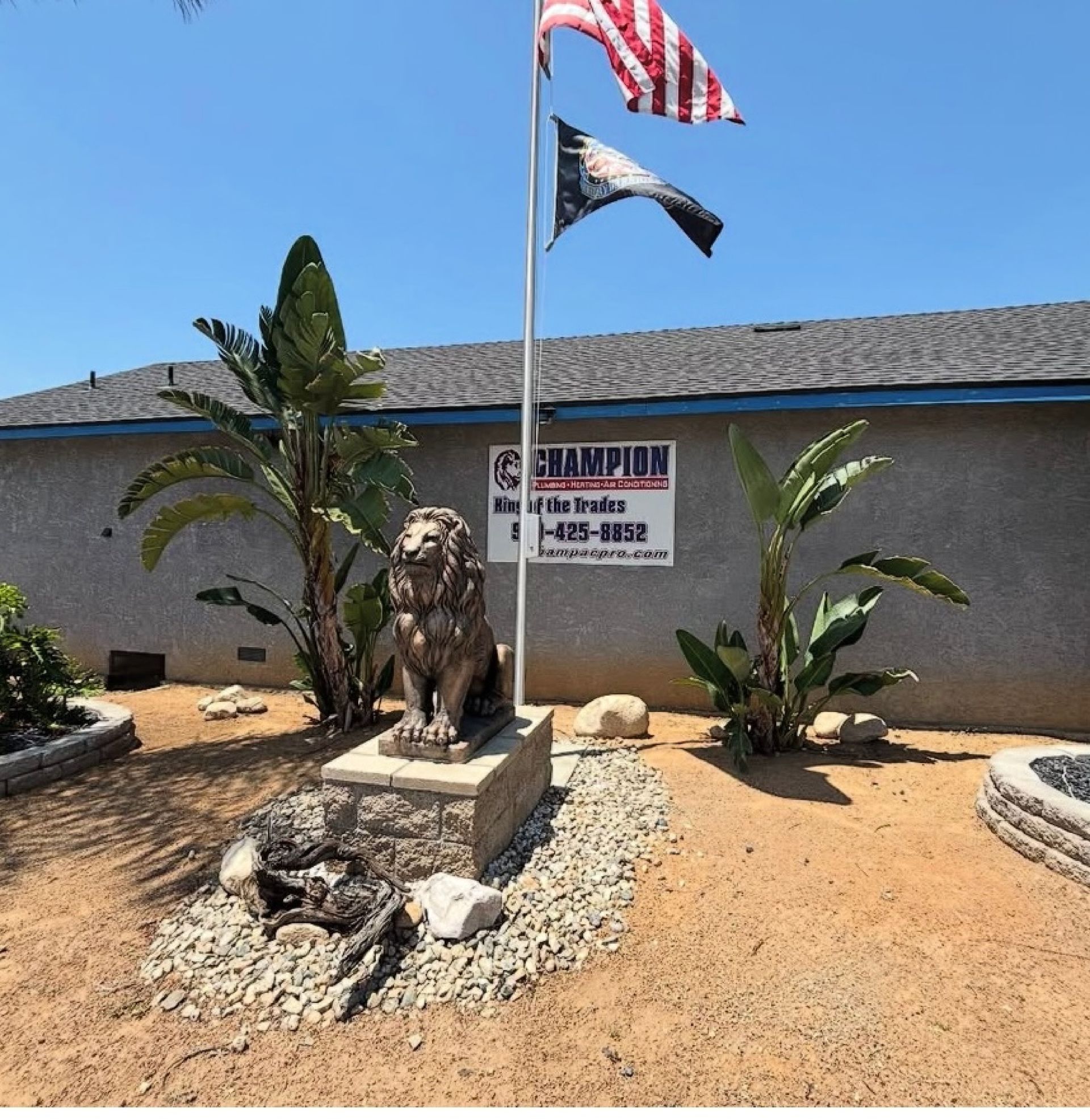 A house with a sign that says champion on it