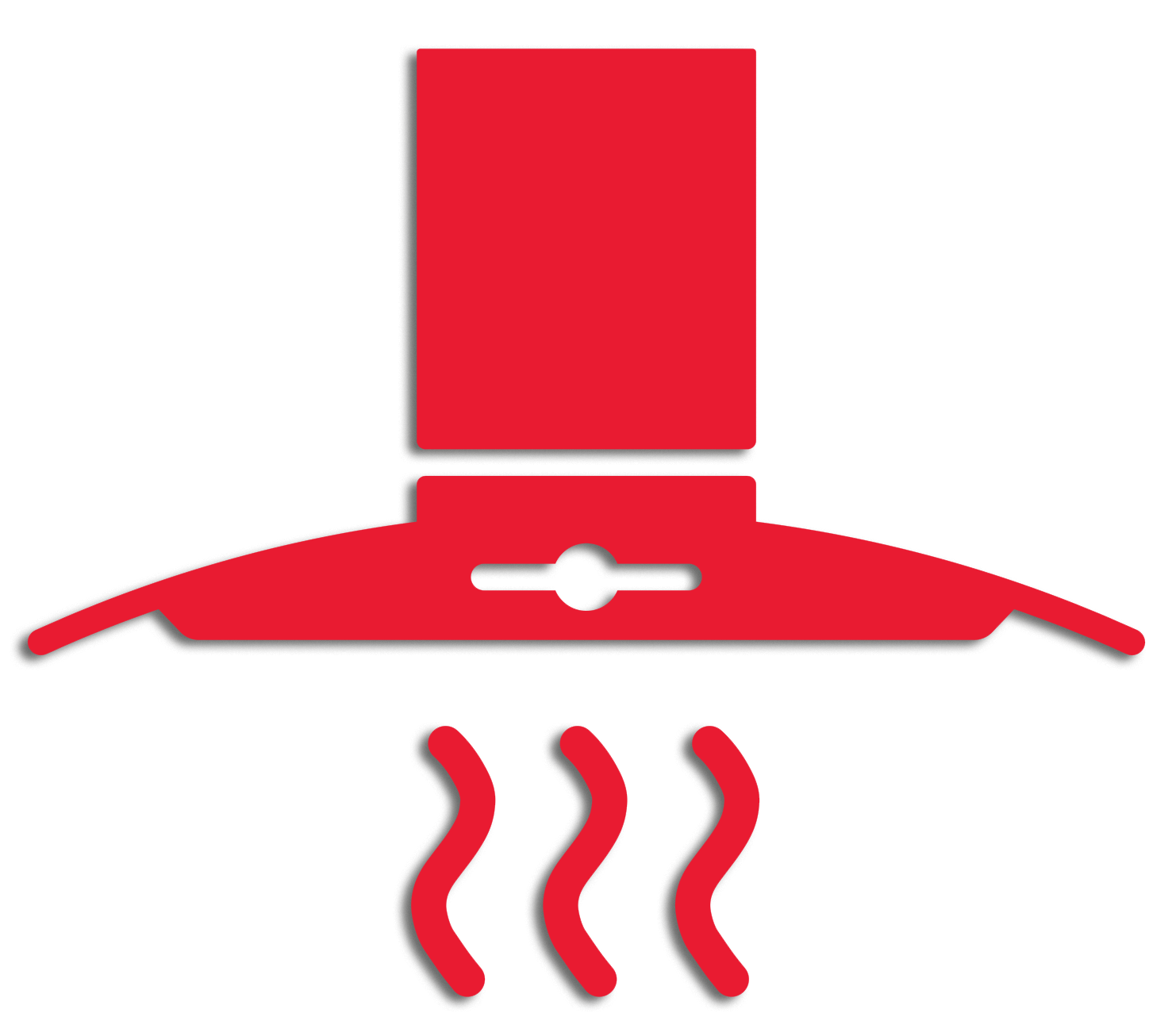 A red icon of a hood with three swirls coming out of it.