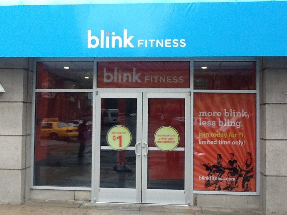 The front door of a blink fitness gym