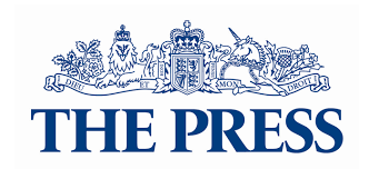 A blue and white logo for the press newspaper